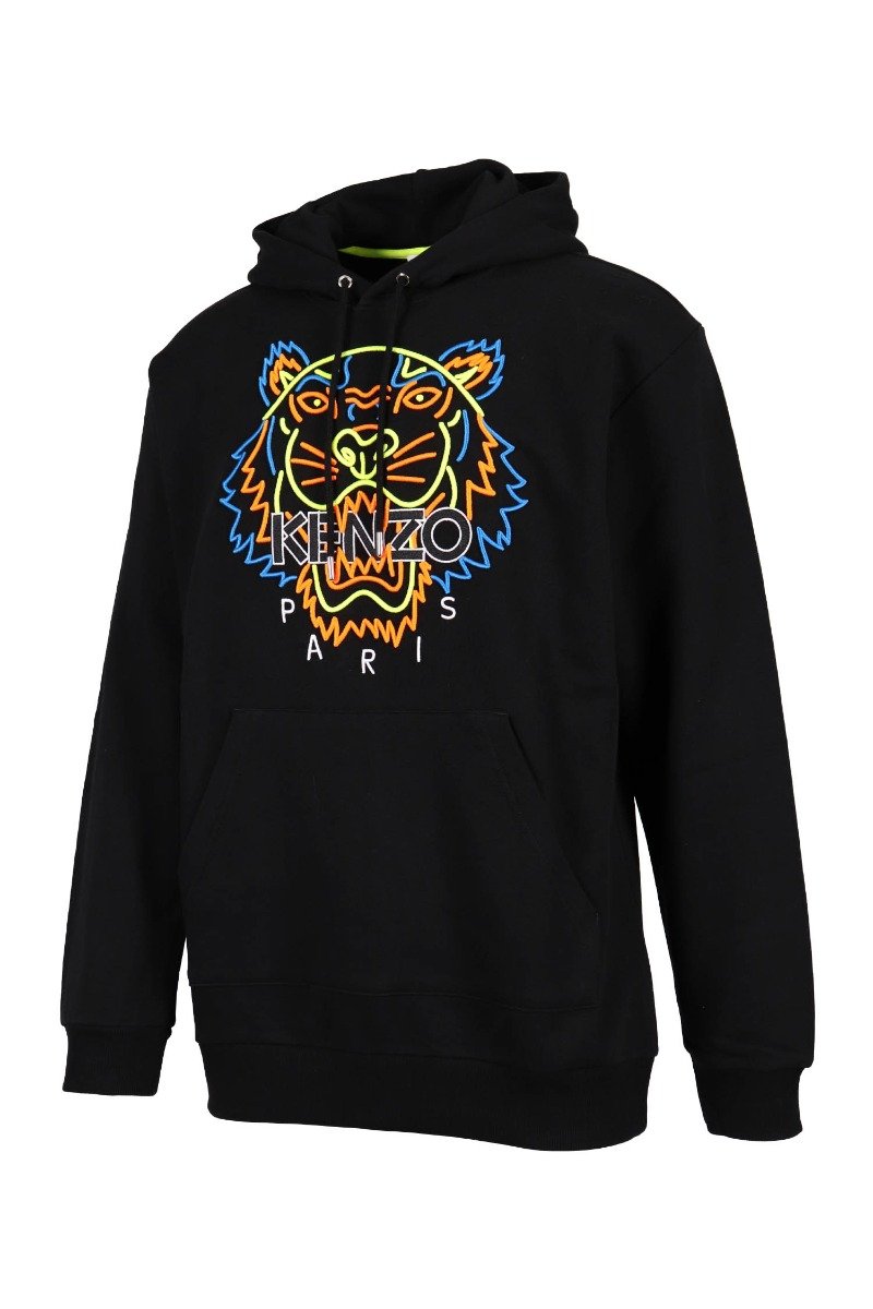 Neon Tiger Hoodie Men Fashion Kenzo Paris Cotton Long-Sleeve Hood Hipster