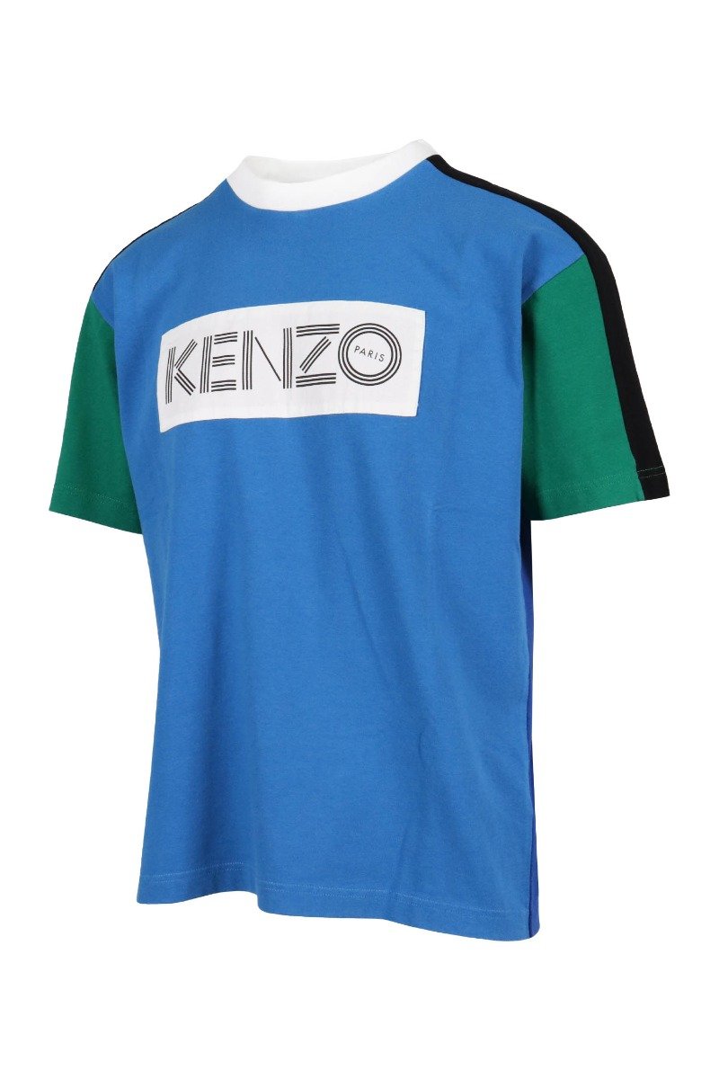 Kenzo Logo Colourblock T-Shirt Cotton Short Sleeve Crew Neck