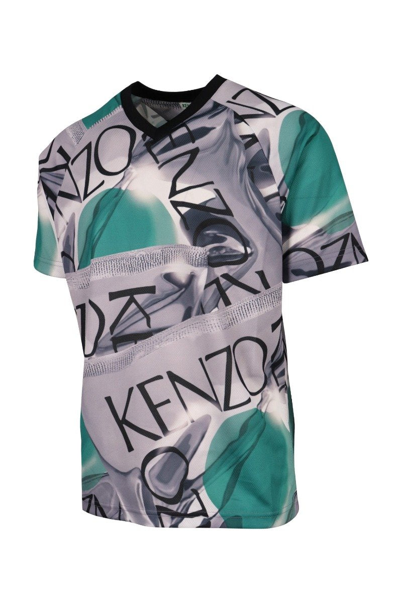 Kenzo Logo Cylinder T-Shirt Men Fashion Tee Polyester Sportswear Loose-Fitting Casual Trendy