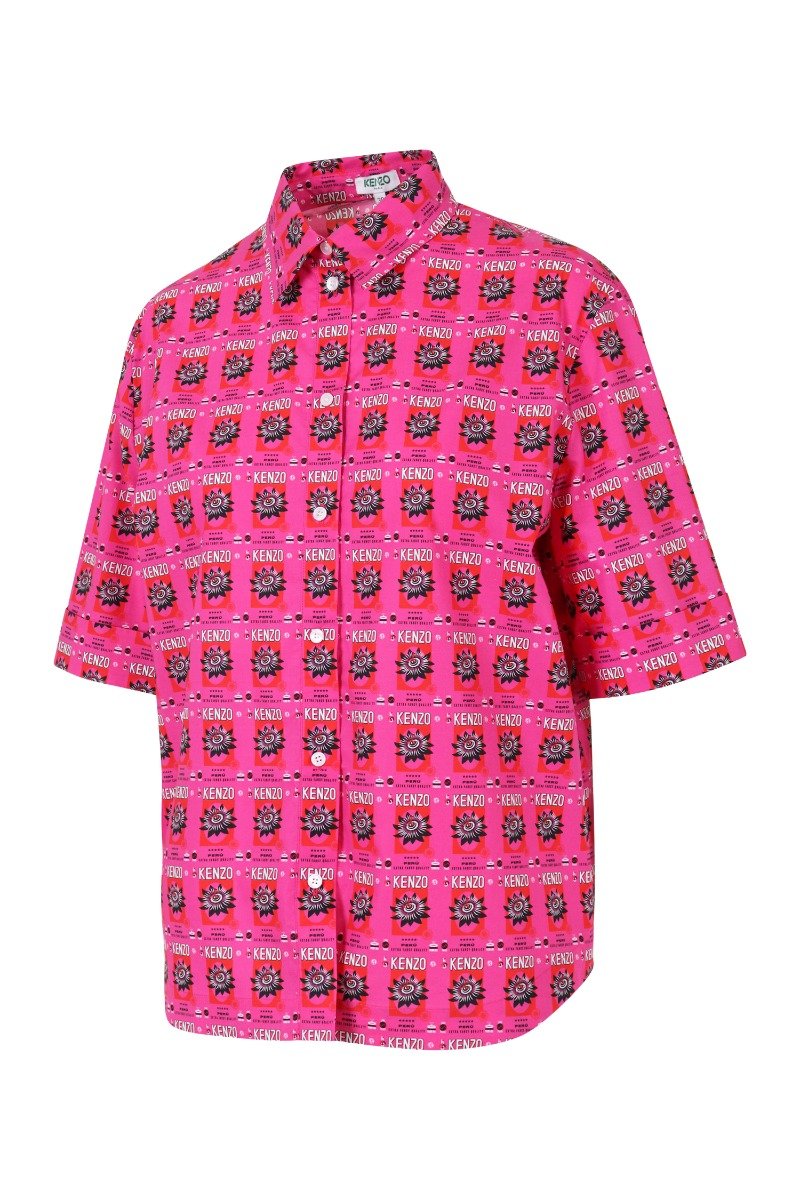 Passion Flower Rice Bag Shirt Women Fashion Kenzo Paris Cotton Short-Sleeve Pattern Stylish Designer