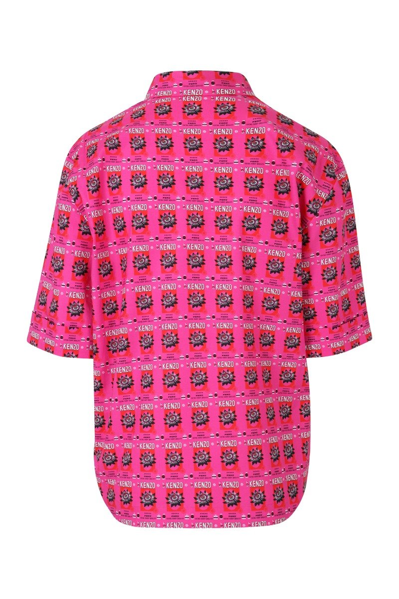 Passion Flower Rice Bag Shirt Women Fashion Kenzo Paris Cotton Short-Sleeve Pattern Stylish Designer