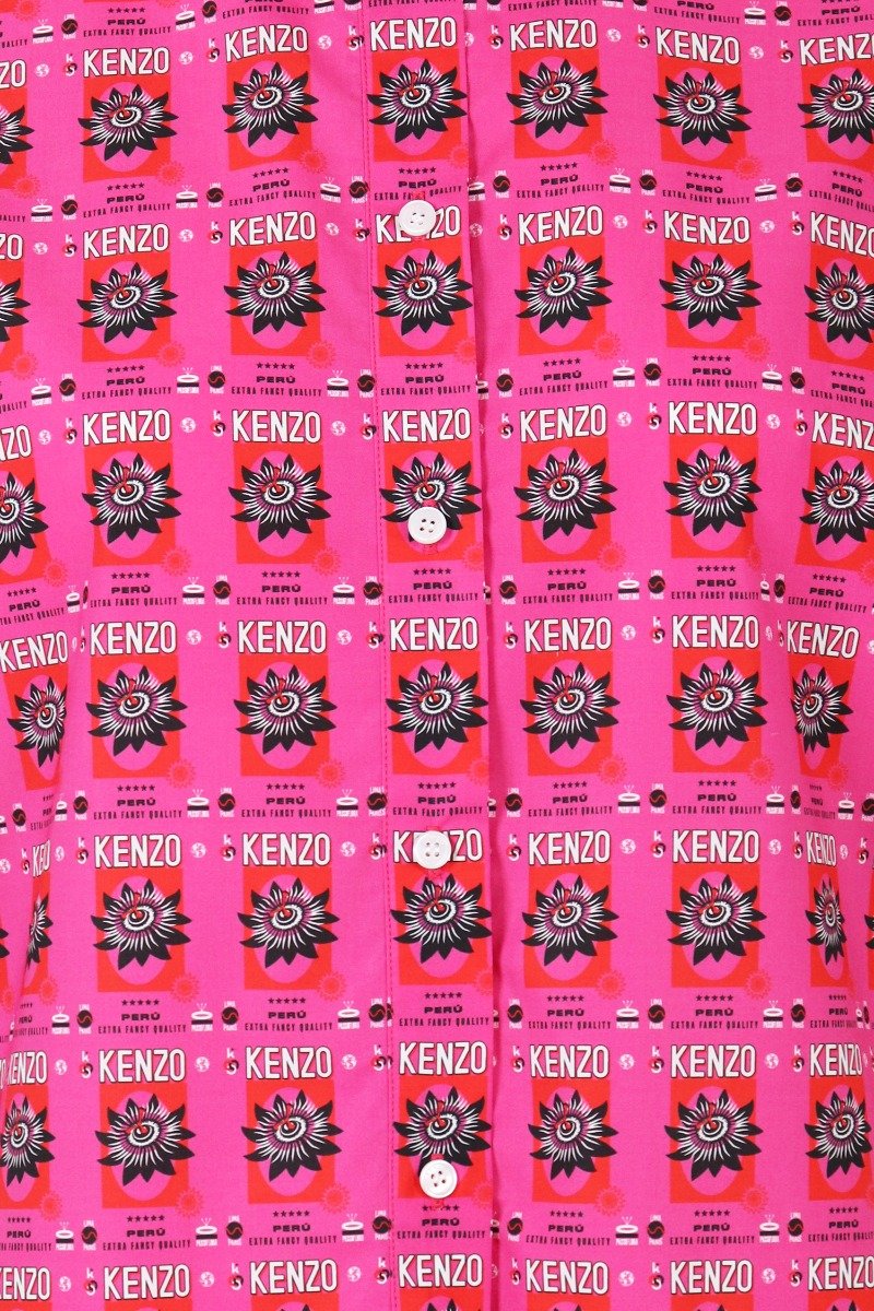 Passion Flower Rice Bag Shirt Women Fashion Kenzo Paris Cotton Short-Sleeve Pattern Stylish Designer