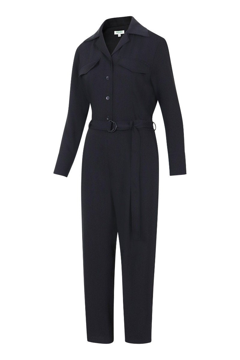 Belted Jumpsuit Fashion Women Wear Designer Chic Stylish Black Basic Elegant
