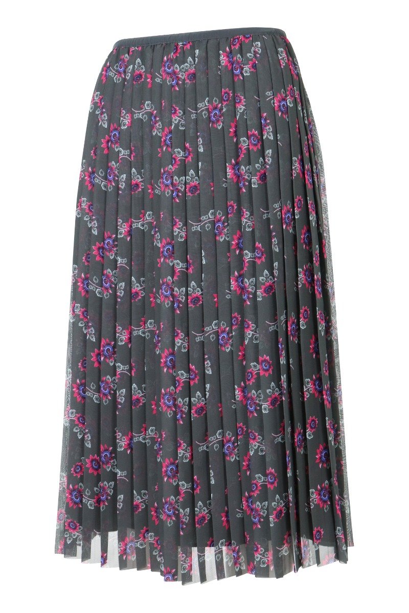 Passion Flower Pleated Skirt Women Fashion Kenzo Paris Polyester Mid-Length Pattern