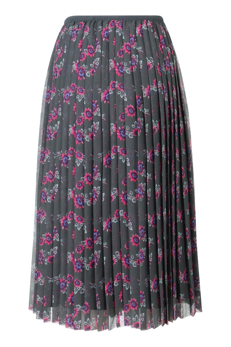 Passion Flower Pleated Skirt Women Fashion Kenzo Paris Polyester Mid-Length Pattern