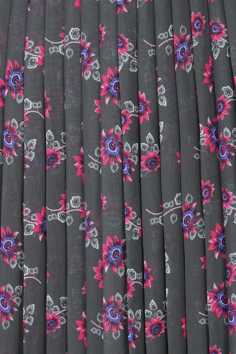 Passion Flower Pleated Skirt Women Fashion Kenzo Paris Polyester Mid-Length Pattern