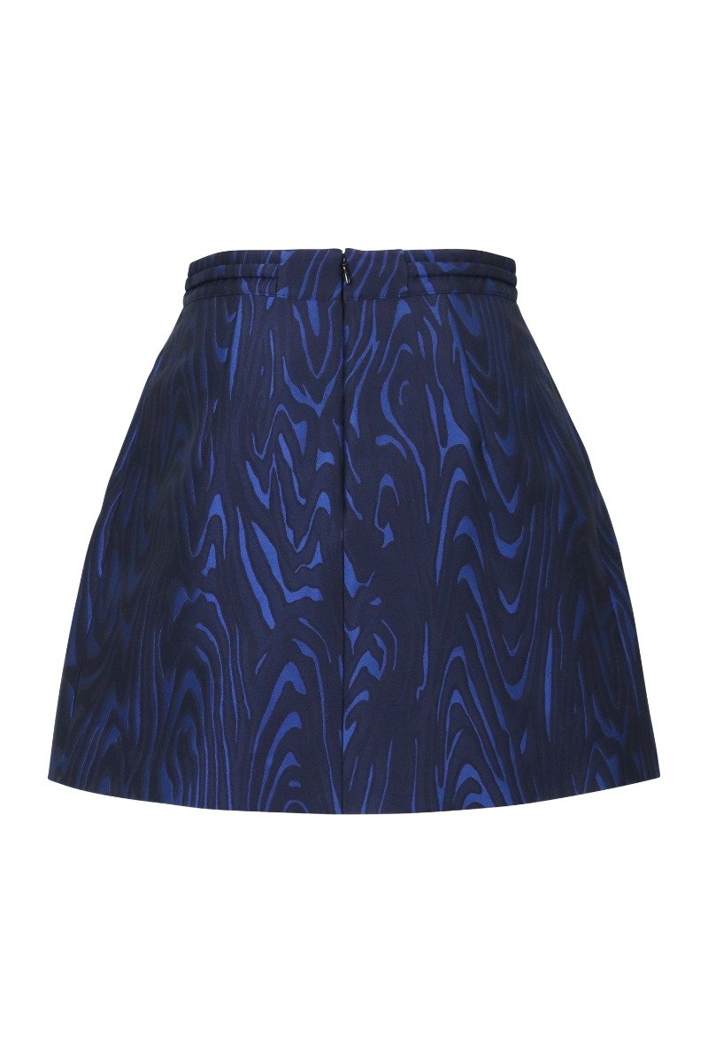 Moire Tiger Jacquard Skirt Women Fashion Kenzo Paris Polyester-Blend Pleated Short Dark