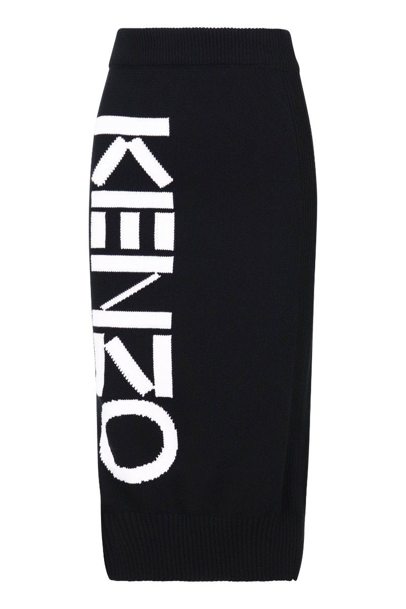 Kenzo Logo Knit Midi Skirt Women Fashion Cotton-Blend Elastic Casual Classic Chic Trendy