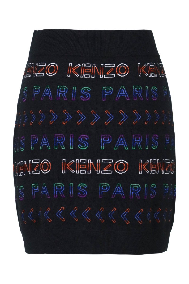 Kenzo Paris Knit Mini Skirt Women Fashion Wool-Blend Trendy Casual