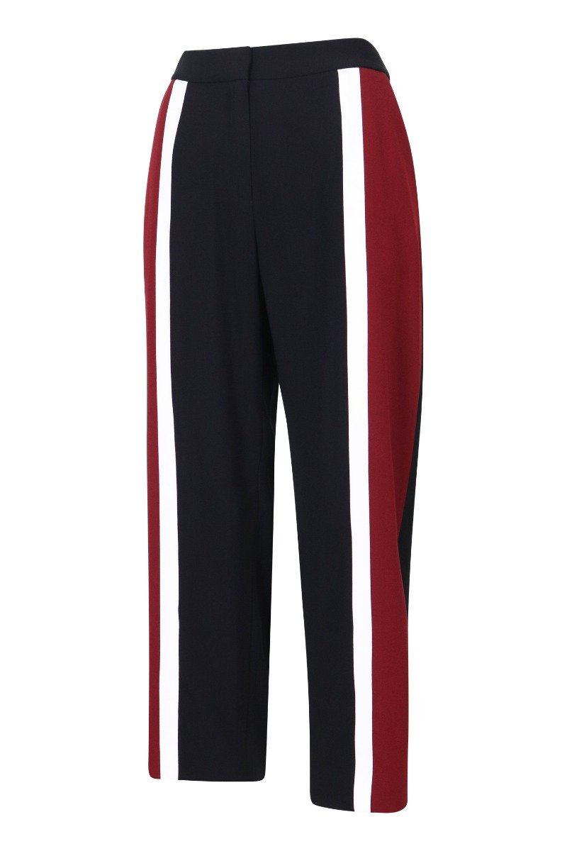Colourblock Crepe Pant Long Pants Fashion Basic Bottoms