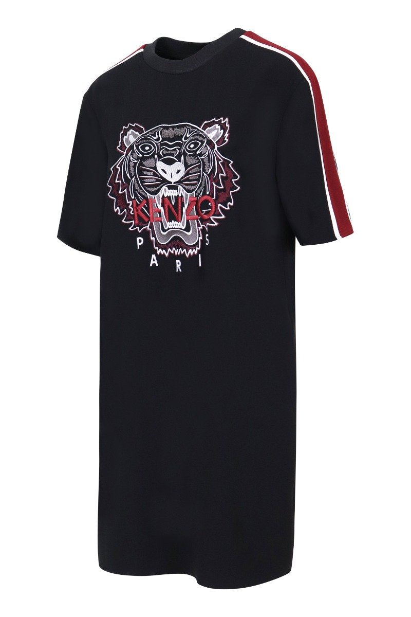 Tiger Crepe T-Shirt Dress Women Fashion Kenzo Paris Triacetate Blend Short Sleeve Casual Onepiece