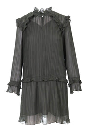 Pleated Dress Women Fashion Kenzo Paris Polyester Long-Sleeve Pleated Ruffle Design Stylish