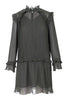 Pleated Dress Women Fashion Kenzo Paris Polyester Long-Sleeve Pleated Ruffle Design Stylish