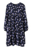 Passion Flower Silk Dress Women Fashion Kenzo Paris Long-Sleeve Onepiece Stylish 