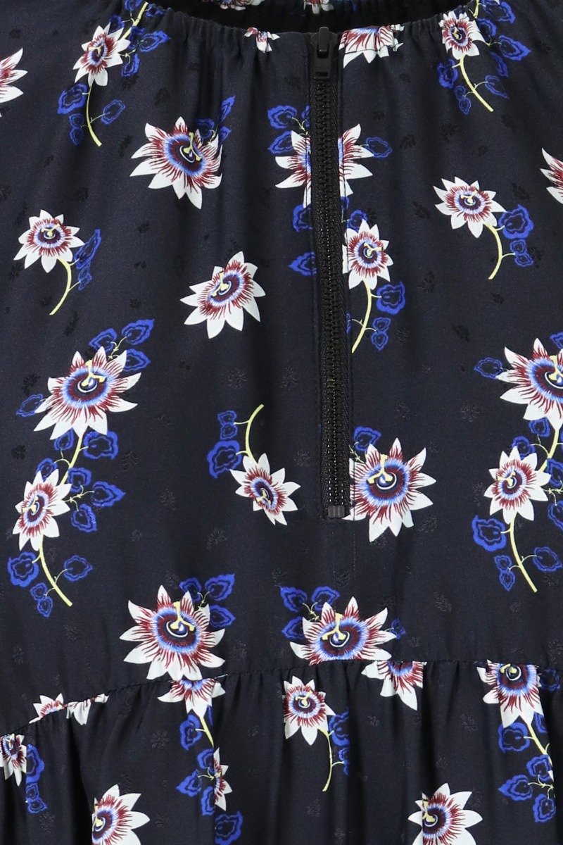 Passion Flower Silk Dress Women Fashion Kenzo Paris Long-Sleeve Onepiece Stylish 