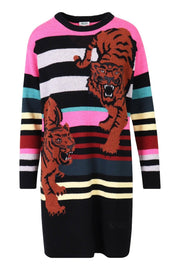 Double Tiger Knit Dress Women Kenzo Paris Designer 