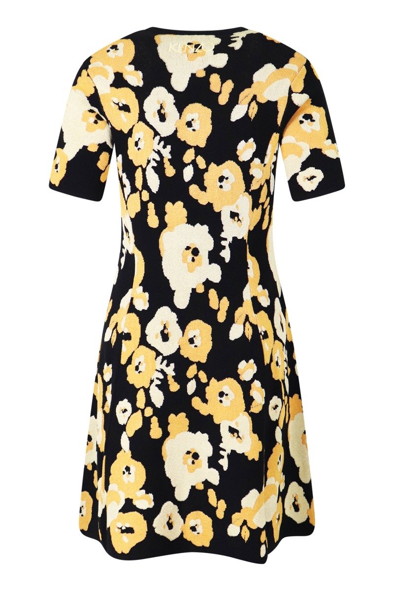 Peonie Knit Dress Women Fashion Kenzo Paris Viscose-Blend Fit and Flare Short Sleeve Onepiece