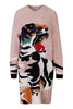 Tiger Head Sweater Dress Women Fashion Kenzo Paris Polyamide Blend Long Sleeve Casual Onepiece