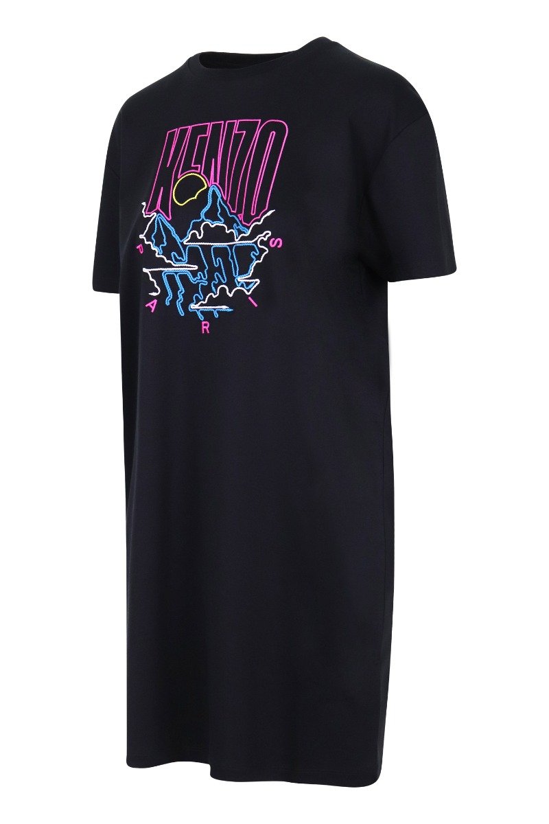 Kenzo Mountain T-Shirt Dress Women Fashion Cotton Short-Sleeve Casual Onepiece