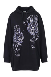 Double Tiger Hoodie Embroidery Tiger Long Sleeves Unisex Men Women