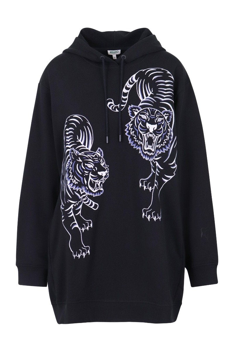 Double Tiger Hoodie Embroidery Tiger Long Sleeves Unisex Men Women