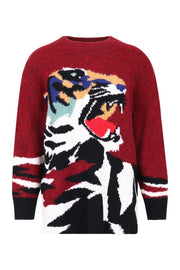 Tiger Head Sweater Women Fashion Kenzo Paris Polyamide Blend Long Sleeve Casual Stylish