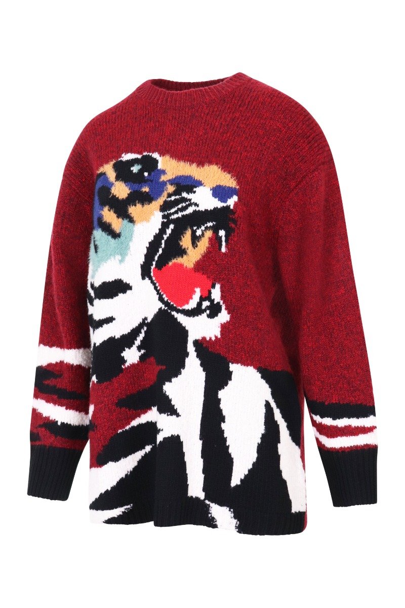 Tiger Head Sweater Women Fashion Kenzo Paris Polyamide Blend Long Sleeve Casual Stylish