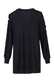 Longline Ruffle Trim Sweater Women Fashion Kenzo Paris Wool-Silk Blend Long Sleeve Ruffle