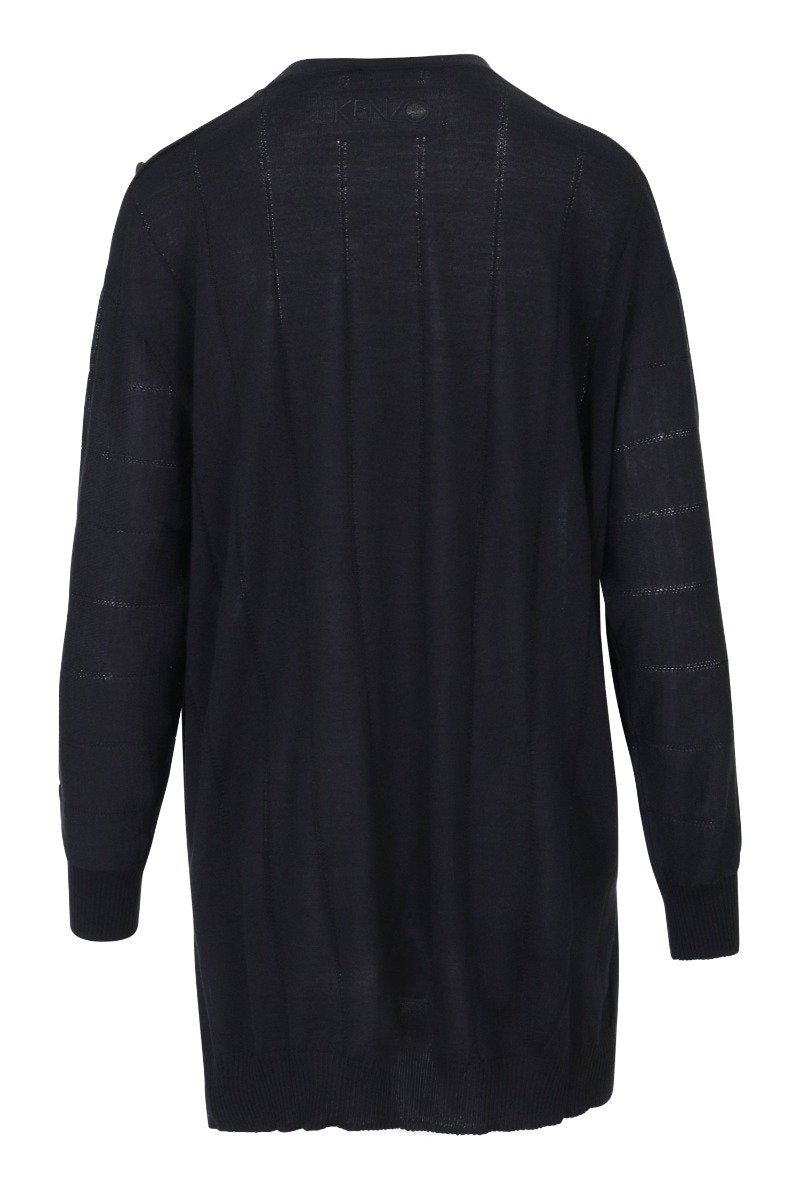 Longline Ruffle Trim Sweater Women Fashion Kenzo Paris Wool-Silk Blend Long Sleeve Ruffle
