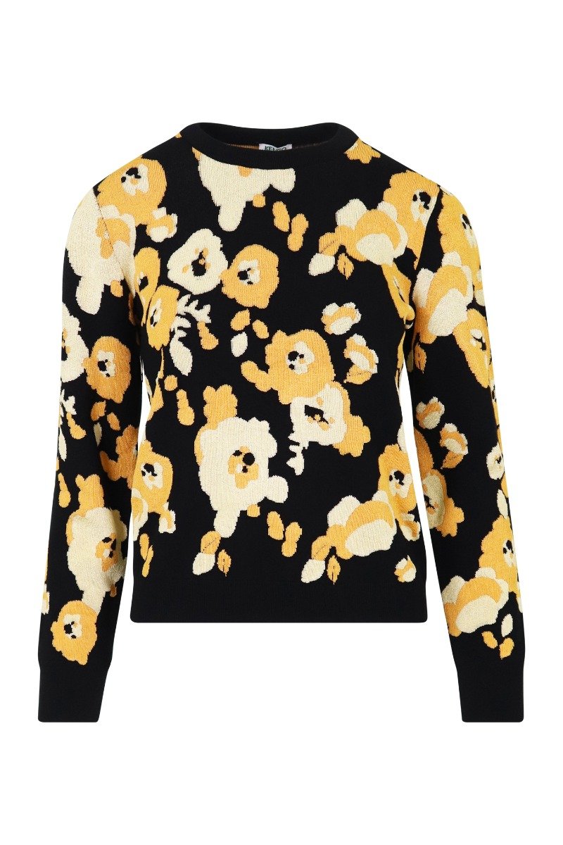 Peonie Jacquard Sweater Women Fashion Kenzo Paris Viscose-blend Long Sleeve Pattern Stylish