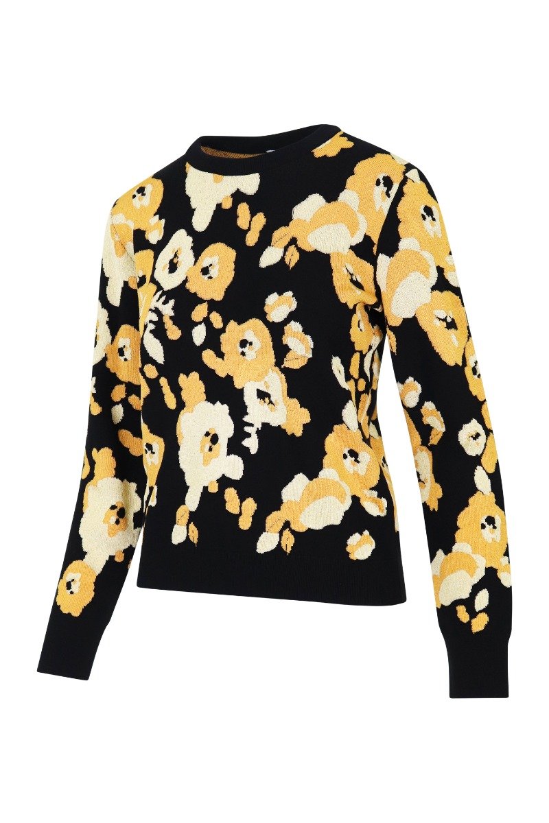 Peonie Jacquard Sweater Women Fashion Kenzo Paris Viscose-blend Long Sleeve Pattern Stylish