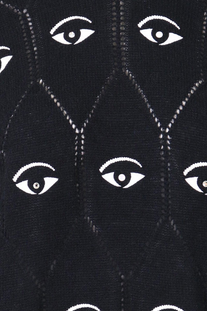Multi Eye Sweater Women Fashion Kenzo Paris Wool-Blend Long-Sleeve Pattern Casual Comfort