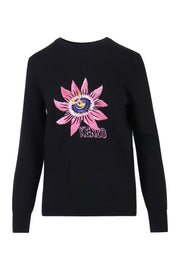 Passion Flower Sweater Women Fashion Kenzo Paris Wool-Blend Long Sleeve Casual Top