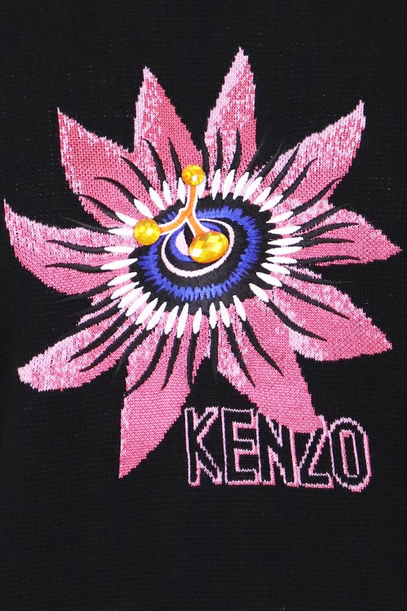 Passion Flower Sweater Women Fashion Kenzo Paris Wool-Blend Long Sleeve Casual Top