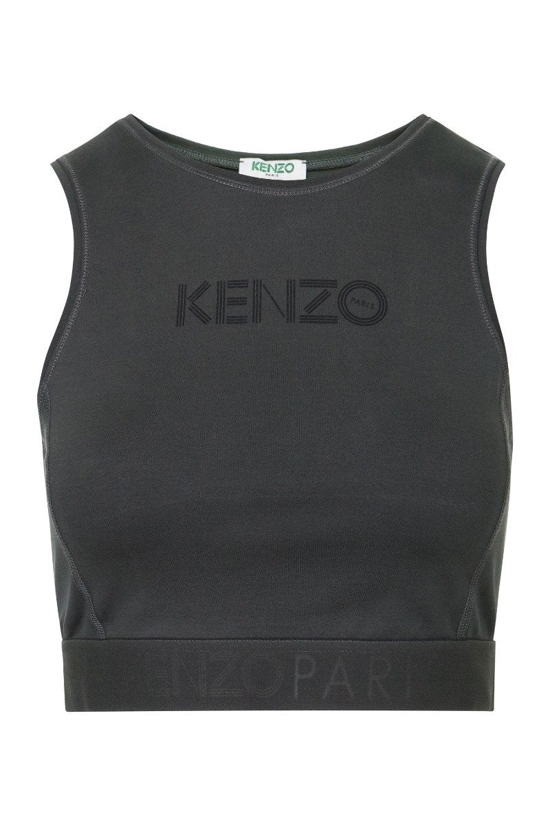Kenzo Logo Brassiere Round Neckline Casual Fashio Crop Top