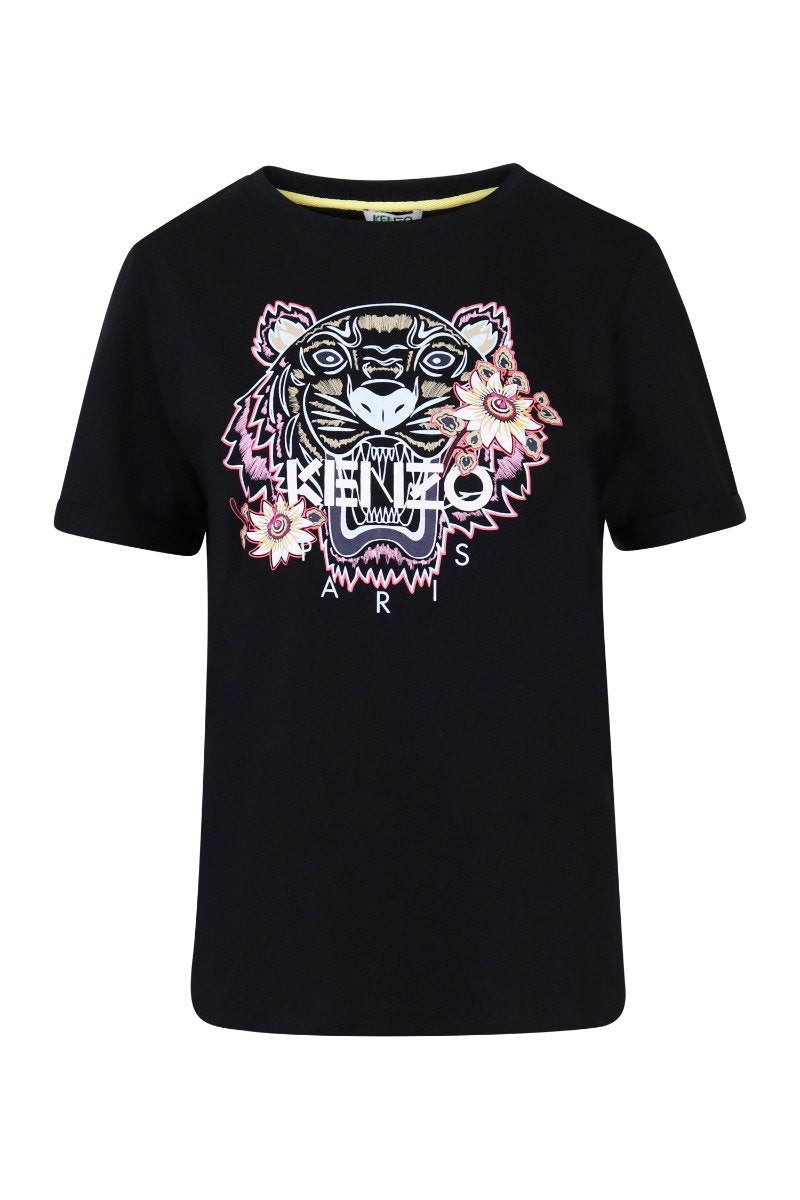 Passion Flower Tiger T-Shirt Women Fashion Kenzo Paris Cotton Short Sleeve Casual Tee