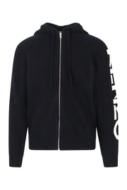 Kenzo Logo Zipped Cardigan Men Fashion Long-Sleeve Cotton-Blend Casual Trendy Outwear