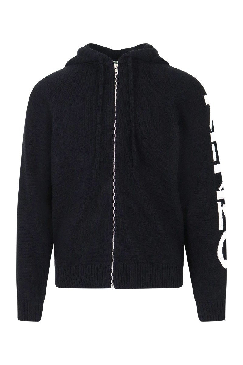 Kenzo Logo Zipped Cardigan Men Fashion Long-Sleeve Cotton-Blend Casual Trendy Outwear