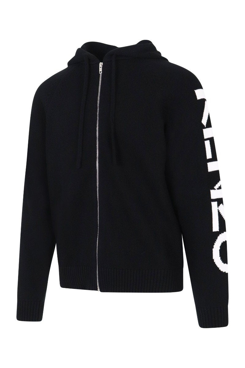 Kenzo Logo Zipped Cardigan Men Fashion Long-Sleeve Cotton-Blend Casual Trendy Outwear