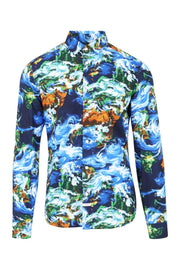 Kenzo World Shirt Men Fashion Kenzo Paris Cotton Long-Sleeve Slim-Fit Colorful Stylish