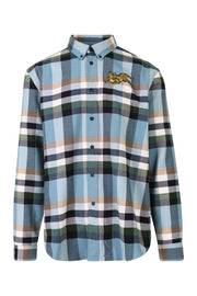 Jumping Tiger Kenzo Polyester Blend Flannel Long Sleeve Shirt 