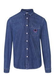 Tiger Denim Shirt Men Fashion Kenzo Paris Cotton Outwear Casual