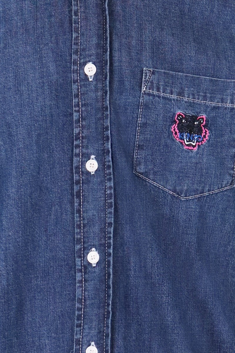 Tiger Denim Shirt Men Fashion Kenzo Paris Cotton Outwear Casual