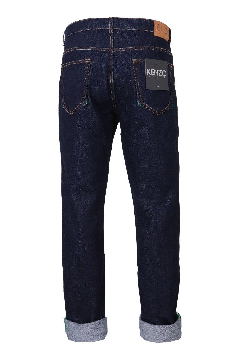 Turned Up Slim Fit Jeans Kenzo Daily Casual Denim Cotton Long Pants  