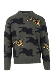 Jumping Tiger Sweater Kenzo Cotton Blend Sweater Embroidery 