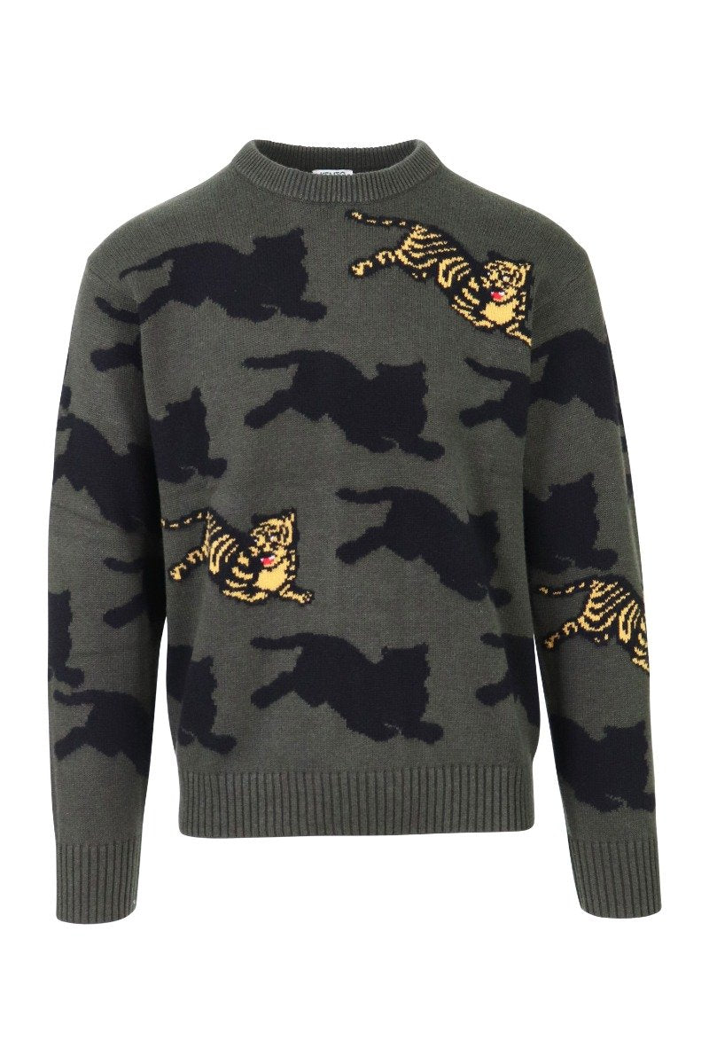 Jumping Tiger Sweater Kenzo Cotton Blend Sweater Embroidery 
