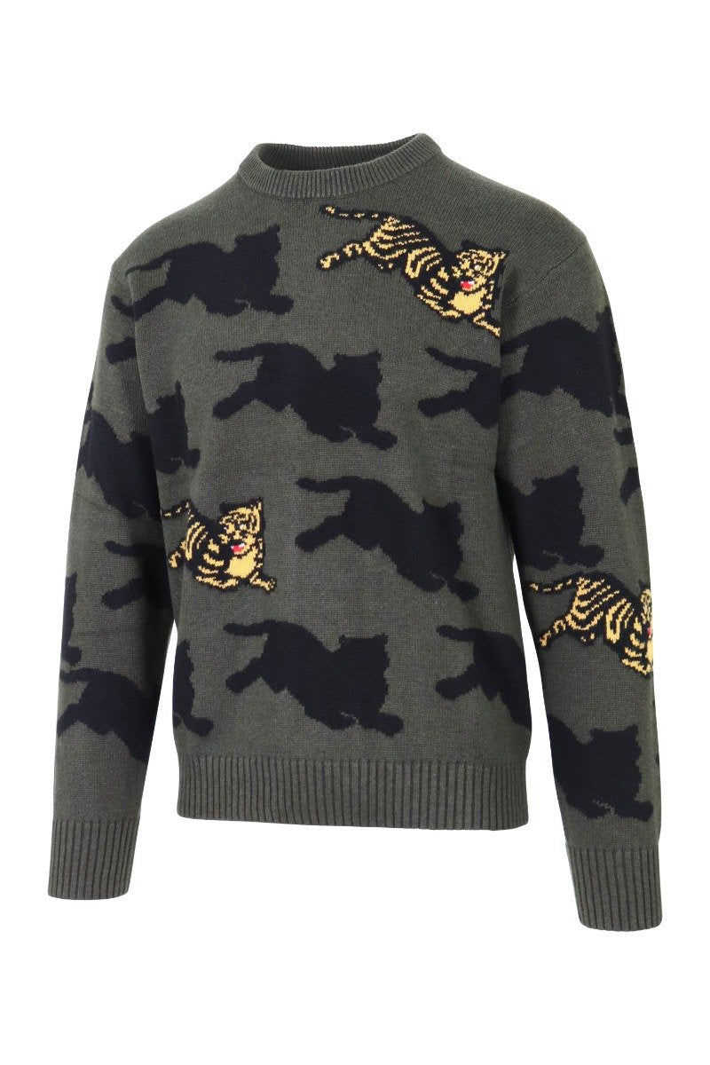 Jumping Tiger Sweater Kenzo Cotton Blend Sweater Embroidery 