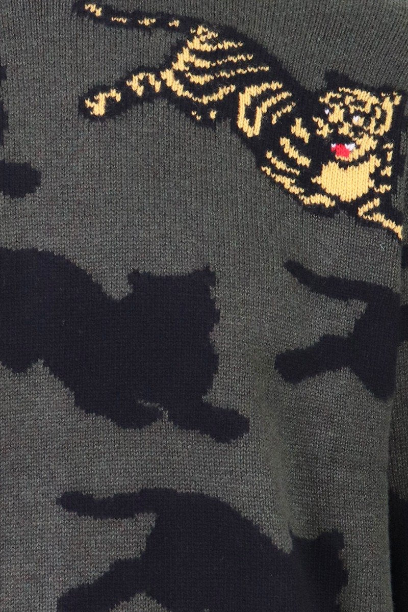 Jumping Tiger Sweater Kenzo Cotton Blend Sweater Embroidery 