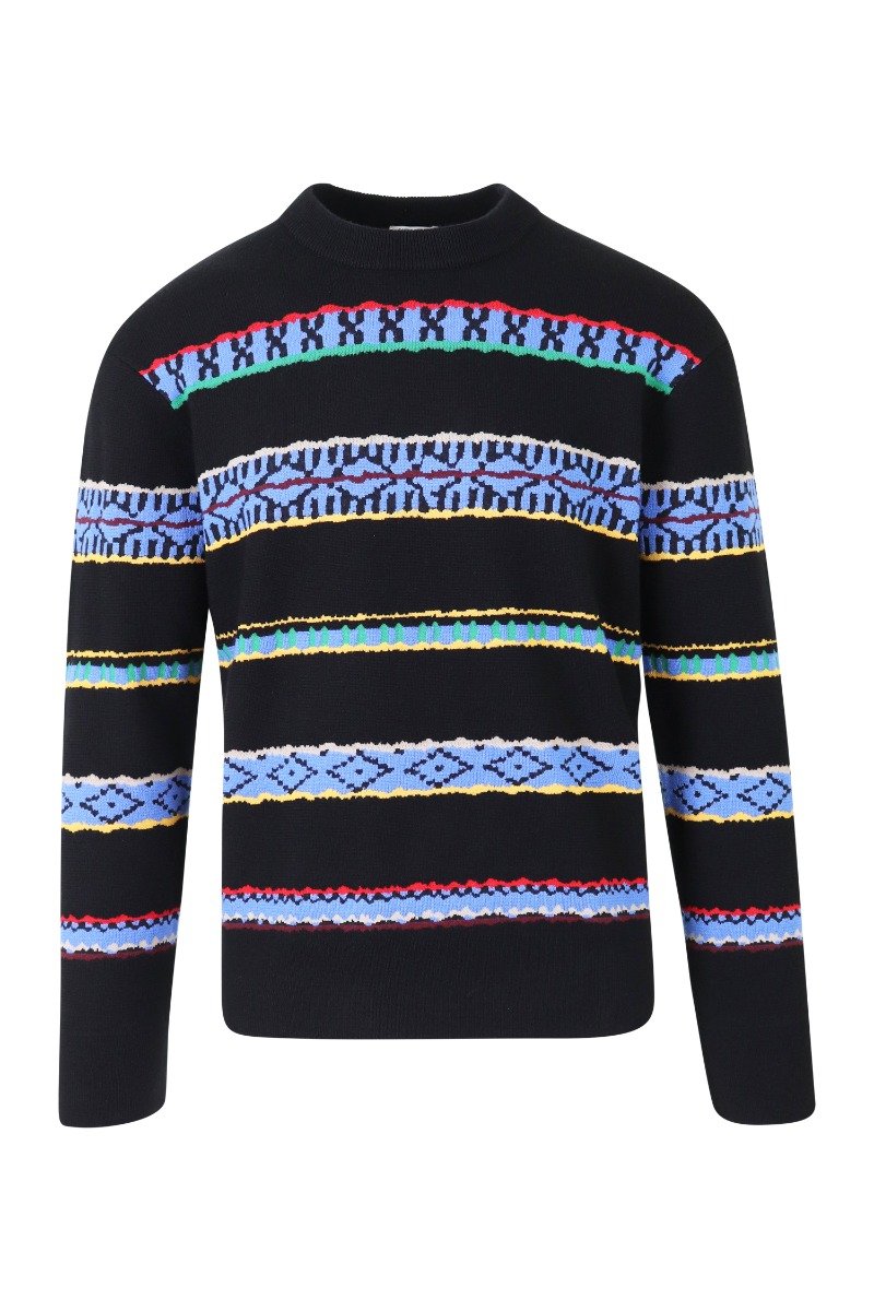 Peruvian Stripes Sweater Men Fashion Kenzo Paris Wool-blend Long-Sleeve Casual Pattern Top