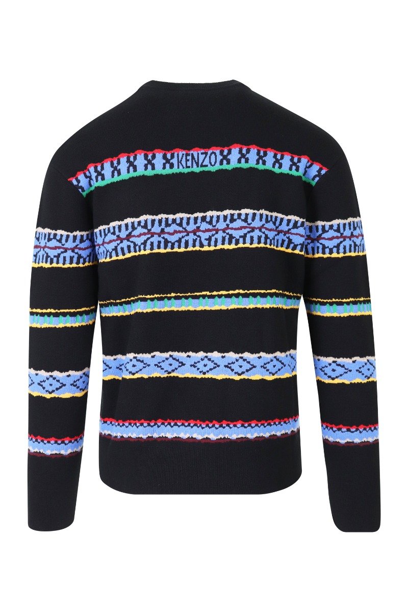 Peruvian Stripes Sweater Men Fashion Kenzo Paris Wool-blend Long-Sleeve Casual Pattern Top